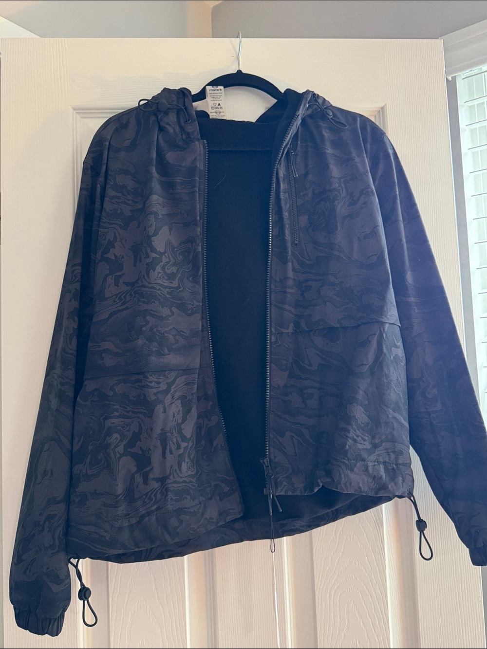 Mono B Black Marbled Hooded Fleece Jacket